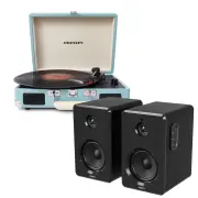 Crosley Cruiser Bluetooth Portable Turntable - Turquoise + Bundled Majority D40X Bluetooth Speakers