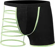 [JEShifangjiusu] Men's Sexy Lingerie Boxer Brief Underwear Bandage Hollowed Mesh Underwear See Through Bulge Pouch Jockstrap, Green, Medium