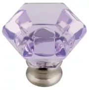 (12 Pack) 1-1/4" Acrylic Faceted Knob Lavender & Satin Nickel