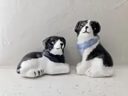 CRACKER BARREL MINI BLACK& WHITE DOGS WITH BANDANAS SALT & PEPPER SHAKERS NEW