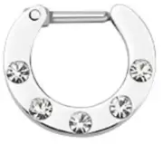 Multi Gem Paved 316L Surgical Steel Septum Clicker Rings