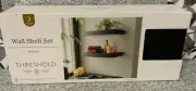 THRESHOLD Wood Ledge Wall Shelf 16” Black 2 Pieces