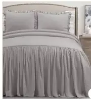 Studio J By Lush Decor Belgium Flax Linen & Cotton mix Gray Bedspread w/Shams.