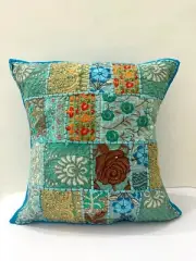 Handmade Vintage Kantha Quilted Patchwork Cushion Cover Boho Cushion Cover