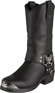 Dingo Boots Mens Chopper Square Toe Boots Mid Calf - Black - Size 11.5 D, Black, 11.5