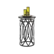 Lirash Black Round Narrow End Side Table - Silver Finish Top