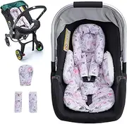 Infant Car Seat Insert, Ultra-Thick Carseat Head & Body Support for Infant, Adjustable Baby Car Seat Head Support with Strap Covers Set, Breathable Baby Car Seat Cushion for Stroller, Swing