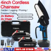 4'' Cordless Wood Cutting Saw Electric Chainsaw + 2X Battery + Charger Tool set