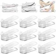 TLPCRKI 12 Pack Shoe Slot Organizer, Shoe Stackers for a Pair of Shoes, Adjustable Double Layer Stack Shoe Racks Space Saver, Storage Clear Shoe Holder for Closet Organization