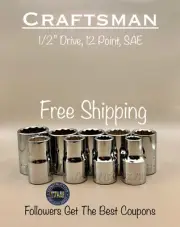 New Craftsman Socket Set 1/2" Inch Drive 12 Point 9 Piece SAE