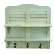 Nearly Natural 2-Shelf 20" Vintage Window Shutter Shelving with Hooks Wall Decor