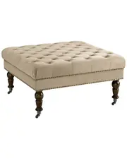 Linon Tess Tan Velvet Square Ottoman NoSize NoColor