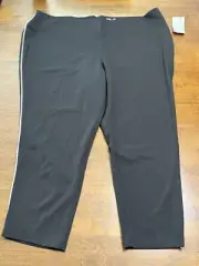 NWT Nina Leonard Tummy-Smoothing Ankle Pant Black W/ White Side Stripe Size 4X