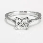 2/3 CT Diamond Engagement Ring Princess Cut f/si1-si2 14K White Gold Size 7