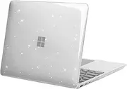 MOSISO Case Only Compatible with Microsoft Surface Laptop Go 3/2/1 12.4 inch 2023-2020 Release (Models: 2013 & 1943), Protective Glitter Sparkly Plastic Hard Shell Case Cover, Transparent