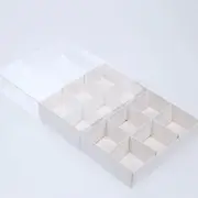 100 Pack of White Card Chocolate Sweet Soap Product Retail Gift Box - 12 bay 4x4x3cm Compartments - Clear Slide On Lid - 16x12x3cm