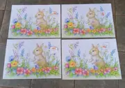 Easter Placemats Woven Vinyl Bunny Rabbits Springtime Brand New Set Of 4