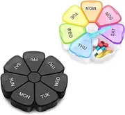 2 Pack Pill Organizer, BetterJonny 7 Day Portable Medicine Box Case with Large Compartments, to Hold Daily Medication, Vitamins Fish Oil, Supplements