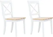 Dining Chairs 2 pcs White and Light Wood Solid Rubber Wood,Ergonomic Dining Chairs Set of 2 Solid Rubber Wood White and Naturally-derived Dining Room Chairs
