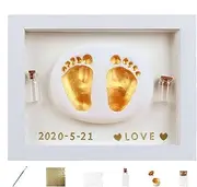 Handprint Kit, Handprint and Footprint Kit, Wooden Art Photo Frame, Fetal Hair Collection Bottle, Baby Handprint and Footprint Making Kit with Wooden Frame and Fetal Hair Collection Bottle for Parents