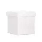 Ottoman Storage Foot Stool Square Teddy Fabric White