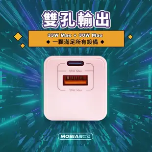 MOBIA 摩比亞 33W GaN氮化鎵 PD雙孔快充充電器 (黑色)