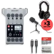 Zoom PodTrak P4 with 3x ZDM-1 Mics, Headphones, Batteries, 32GB SD, and USB-C