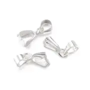 100pcs Silver Plated Brass Pinch Bails Decorative Ice Pick Pendant Bails 15x5mm