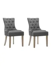 [Artiss] French Provincial Wooden Fabric Dining Chair in Grey