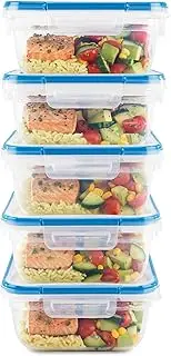 Snapware Total Solution 10pc Square Plastic Food Storage Container Value Set, (5 x 5.5 Cup [1.3L] Containers with 5 x Tab Locking Lids), Opaque, 1140572