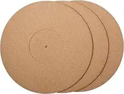 Outus 3 Pieces 12 Inch x 3 mm Recessed Cork Turntable Mats for Vinyl LP Record Players Audiophile Noise Reduction