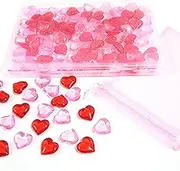 AiFanS120PCS Pink & Red Heart Shaped Marbles – Acrylic Heart Gems for Table Scatter, Home Decor, Centerpieces & Valentine's Day Decorations