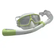WATER TIME Snorkel Set Dry Top Snorkel Mask, (Lemon/white)