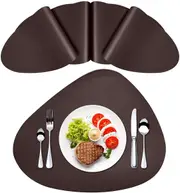Cozy Life Modern Placemats Set of 4/6/8, Round Leather Placemats for Kitchen Dining Table, Heat Resist Easy to Clean Oval placemats(Brown)