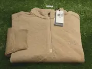 Ralph Lauren RLX Men's Quilted Quarter-Zip Golf Pullover NGLA Logo Beige Medium