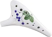 12 Holes Round Head Ceramic Alto C Hand Painted Musical Instrument with Lanyard Music Score Protective Bag for Music r and Learner Blueberry