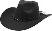 YFVFAGDMKV 9CM Brim Men's Western Cowboy Hat for Women Vintage Curved Brim Felt Fedora Hat Cowgirl Panama Jazz Hat(2)