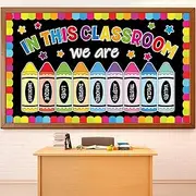 gisgfim 53Pcs Back to School Bulletin Board Colorful Crayon Classroom Bulletin Board Decorations Set Motivational Word Cutouts for School Classroom Teacher Students Door Wall Chalkboard Supplies