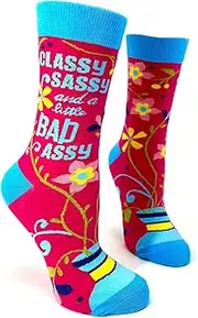 [Fabdaz] Classy Sassy and a Little Bad Assy Funny Novelty Crew Socks for Women, Multicolor, One Size