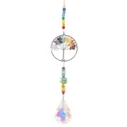 Crystal Suncatchers,Gourd Round Hanging Tree of Life Prisms Drop Pendant Silver