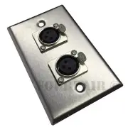 2-Port Dual Socket XLR Female Stainless Steel Microphone Mic Audio Wall Plate