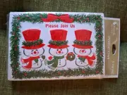 Vintage Hallmark Christmas Party Invitations Snowmen Package of 7