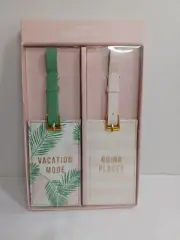 Two Fringe Luggage Tags TROPICAL Pattern "Vacation Mode" & "Going Places" NEW