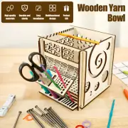 Wooden Yarn Bowl with Crochet Gauge Wooden Knitting Storage Tool teGrN