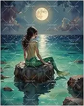 TAOPAOLAB Fantasy Mermaid Paint by Numbers Kit for Adults - DIY Mermaid Sitting Under Moonlight Painting on Canvas 16x20In, Acrylic Paint Set, Suitable for Beginners, Art for Home Decoration or Gifts