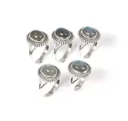 Wholesale 5pc 925 Solid Sterling Silver Labradorite Ring Lot f806