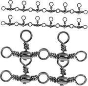 20pcs Fishing Gear Rotation Sea Fishing Snap Swivels Fish Swivels Lure Making Supplies Fish Tackle Lure Split Rings Iron Black