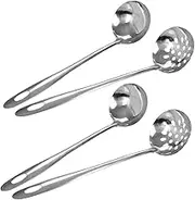 SECFOU Hot Pot Accessories 4 Piece Spoon Set Soup Colander Spoons Long Handle Stainless Steel