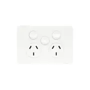 Hager Allure WBHP2XS - Double Internal PowerPoint With Extra Switch - 10Amp - Gloss White