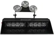 LED TIR Dash Deck Warning Light 3 Watt Amber(Yellow) & White Shield Visor Strobe